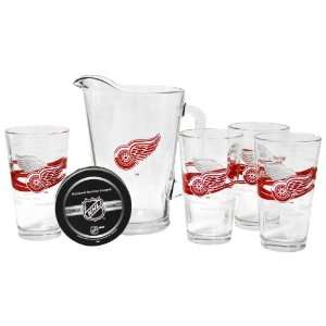  Detroit Red Wings Pint Glasses and Beer Pitcher Set  Detroit Red 
