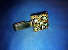 Mens Vintage Estate Unusual Tie Clip Clasp with Gold & Turquoise 
