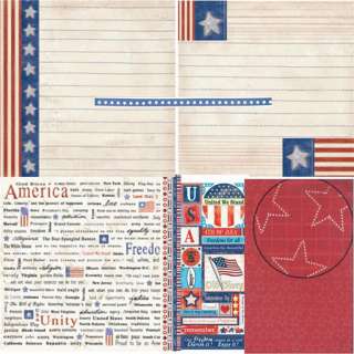 July 4 AMERICA FREEDOM Set 8 papers + sticker, ribbon  