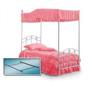  White Twin Princess Bed Frame & Canopy Frame with Hot Pink Canopy 