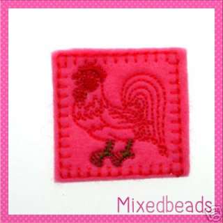 THIS AUCTION IS FOR A 6 PIECES LOT OF HOT PINK CHICKEN SQUARE FELT 