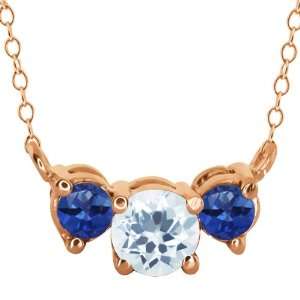  0.93 Ct Round Sky Blue Aquamarine and Sapphire Gold Plated 