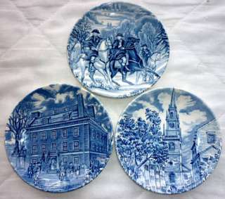 LOT 3 Liberty Blue Historic Colonial Scenes England COLLECTOR PLATES 