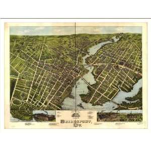  Historic Bridgeport, Connecticut, c. 1875 (L) Panoramic Map 