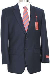 Izod 44L Mens Navy Blue Pinstriped Two Button 2pce Suit  