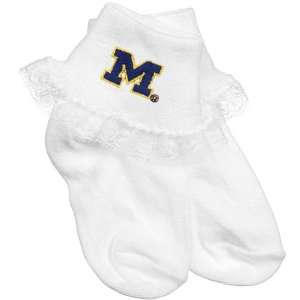   Michigan Wolverines Toddler Girls White Lace Ankle Socks: Automotive