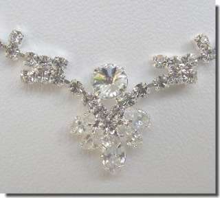 Bridal Crystal Necklace Earrings Set Prom Wedding Pageant Jewelry 