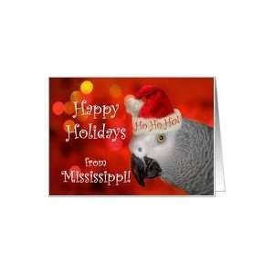   Holidays Card from Mississippi,African Grey Parrot with Santa Hat Card