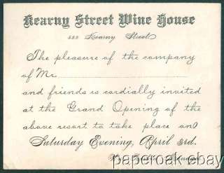 Kearny Street Wine House San Francisco Opening ca1890  