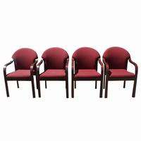 kimball 4 vintage wood frame dining side armchairs wine fabric color 