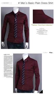 Solid Formal Mens Long Sleeve Dress Shirt & Casual Shirts 3 Colors XS 