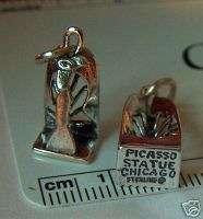 Sterling Silver Chicago Windy City Picasso Statue Charm  