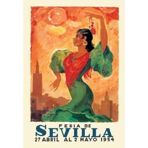  Sevilla Feria 12X18 Art Paper with Black Frame: Home 
