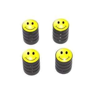    Smiley Happy Face   Tire Rim Valve Stem Caps   Black: Automotive
