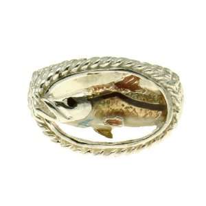  Sterling Silver Snook Fish Rope Ring (10): Jewelry