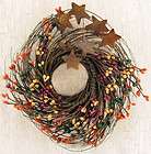 Primitive Burgundy PIPS TWIG WREATH Country 22 Decor items in Painted 