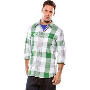   Cut Out Woven Mens Long Sleeve Fashion Shirt   Atomic Green / X Small