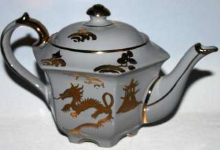 Vintage Sadler Teapot Dragonware Oriental Asian Gold Metallic Paint 