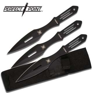 Black Stainless Steel Throwing Knives Spider Graphic Great Fun PP 