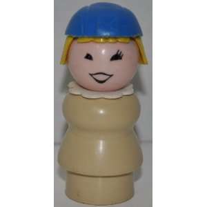 Vintage Little People Airline Attendant (Blue Hat, Yellow Hair, & Tan 