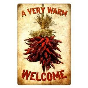 Welcome Chilies Food and Drink Vintage Metal Sign   Victory Vintage 