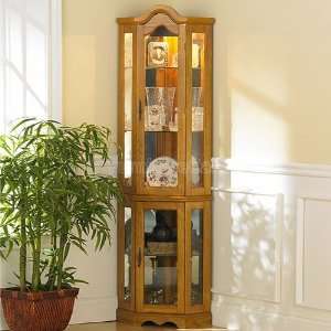   Lighted Corner Curio Cabinet (Golden Oak) CM0695 Furniture & Decor