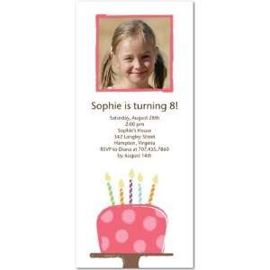  Birthday Party Invitations   Dotted Cake Medium Pink By 