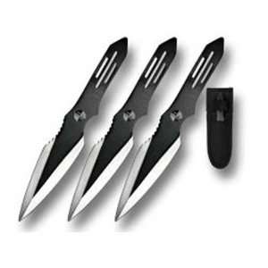  Ninja Throwing Knife Set   3 Pc Black Knives with Sheath 