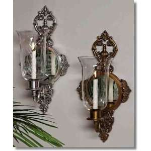  N844   Antique Silver Ornate Mirrored Sconce: Kitchen 