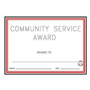  Community Service Award Certificate