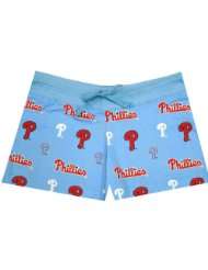 philadelphia phillies logos pale blue sleep shorts for women