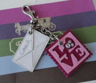 New Coach 92838 Love Letter Leather Keychain Key Fob Charm RARE  