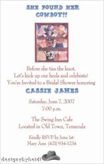 Western Cowgirl Bridal Shower Bachelorette Invitations  