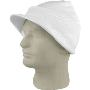  White Cuffed Visor Head Wear Beanie Hat: Toys & Games