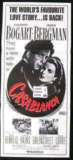 CASABLANCA 1972r Bogart Bergman Lorre daybill Movie poster  