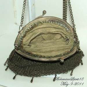 Victorian Signed GERMAN SILVER SOLDERD MESH Handbag  