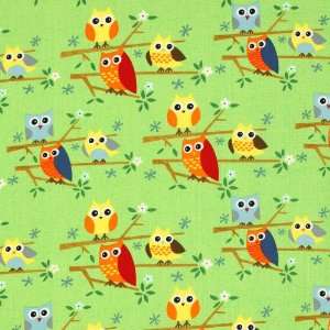   Moda Lime Green Owls Tree Quilt Cotton Fabric Arts, Crafts & Sewing