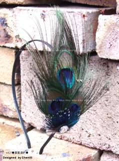 VILY Handmade Natural Peacock Feather Hair Fascinator Headband Hair 