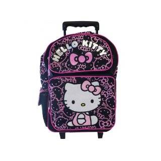 HELLO KITTY ROLLING BACK PACK   Black with Pink Glitter ( Full Size )