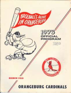 1973 Orangeburg Cardinals vs Spartanburg Phillies Program Minor League 