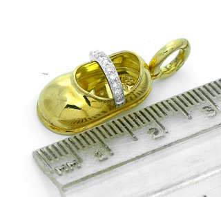 Aaron Basha 18k Diamond Gold Baby Shoe Bootie Charm Pendant Yellow 