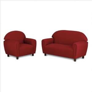   Overstuffed School Age Sofa and Chair Set in Red 