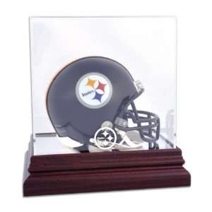   Steelers Mahogany Mini Helmet Logo Display Case: Sports Collectibles
