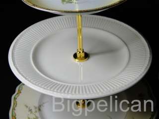Antique Westminster Wedgewood Johnson Bros 3 Tier Gold Trim Cake Stand 