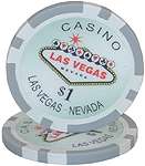 1000   Casino Poker Chip $1   11.5g (White)  