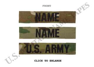 ARMY ACU MULTICAM (OCP) NAME TAPE & SERVICE TAPE SET w/VELCRO for 