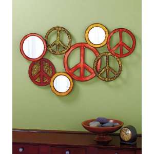  Groovy Peace Sign Metal Wall Art & Mirror: Home & Kitchen