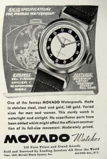 Mens 1940s Movado Sport 14k Rose Gold & Stainless Steel Original 
