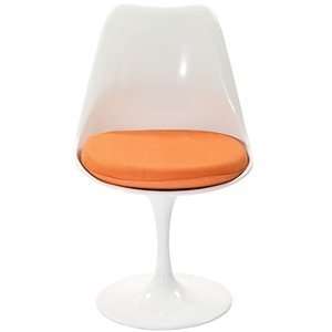  Eero Saarinen Style Tulip Side Chair with Orange Cushion 