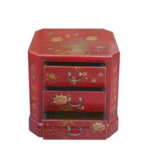 Night Stand Red Octagonal Leather Poem End Table WK1310  